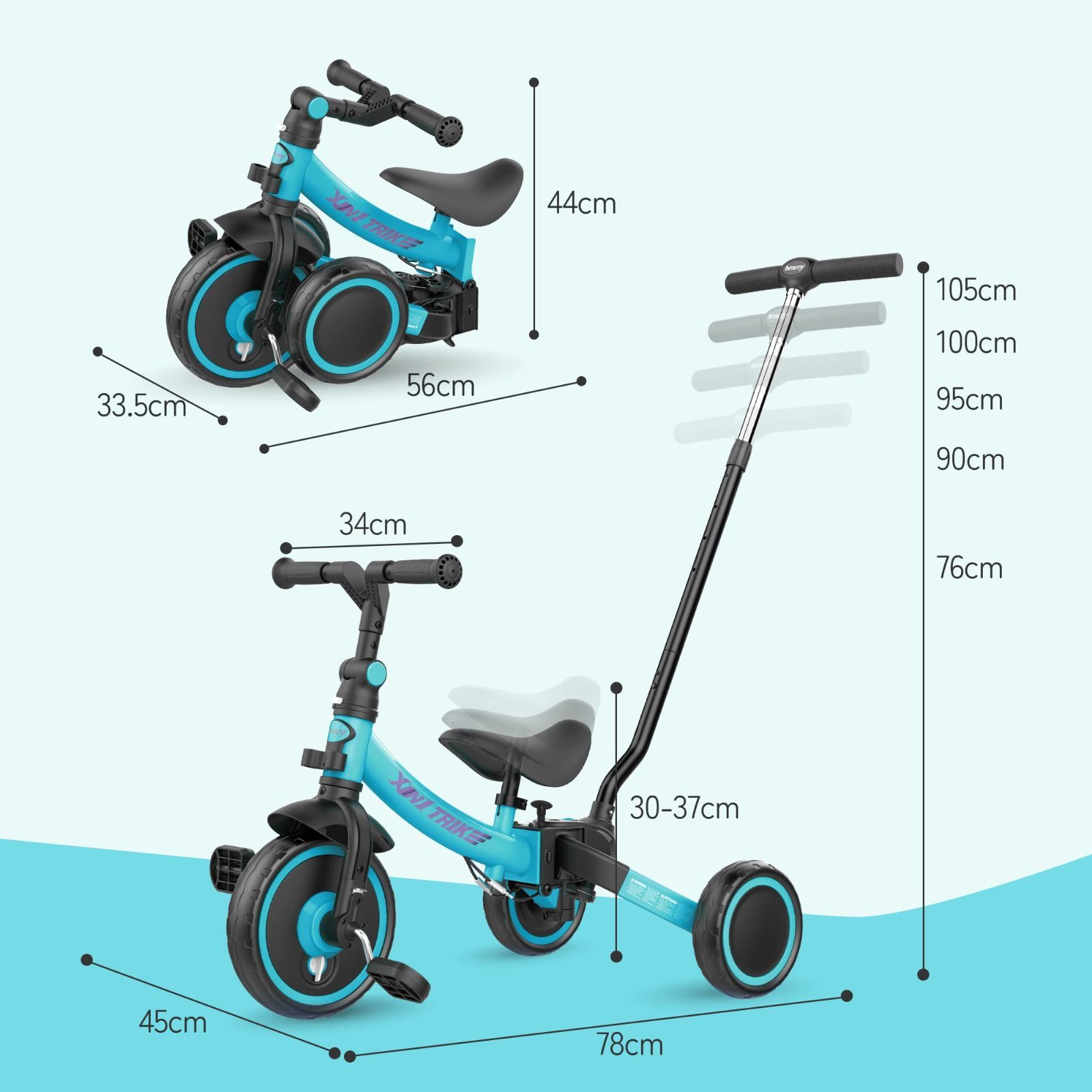 besrey 子供用三輪車 XIN1 三輪車 かじとり ランニングバイク ベビーカー 手押し棒 1歳から5