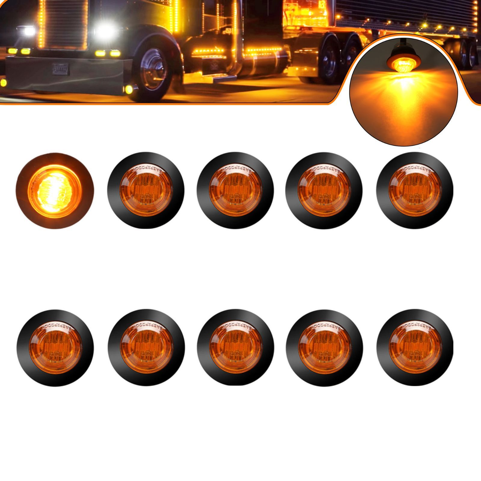 10個セット サイドマーカー LED オレンジ イエロー 12V 黄 トラック用 