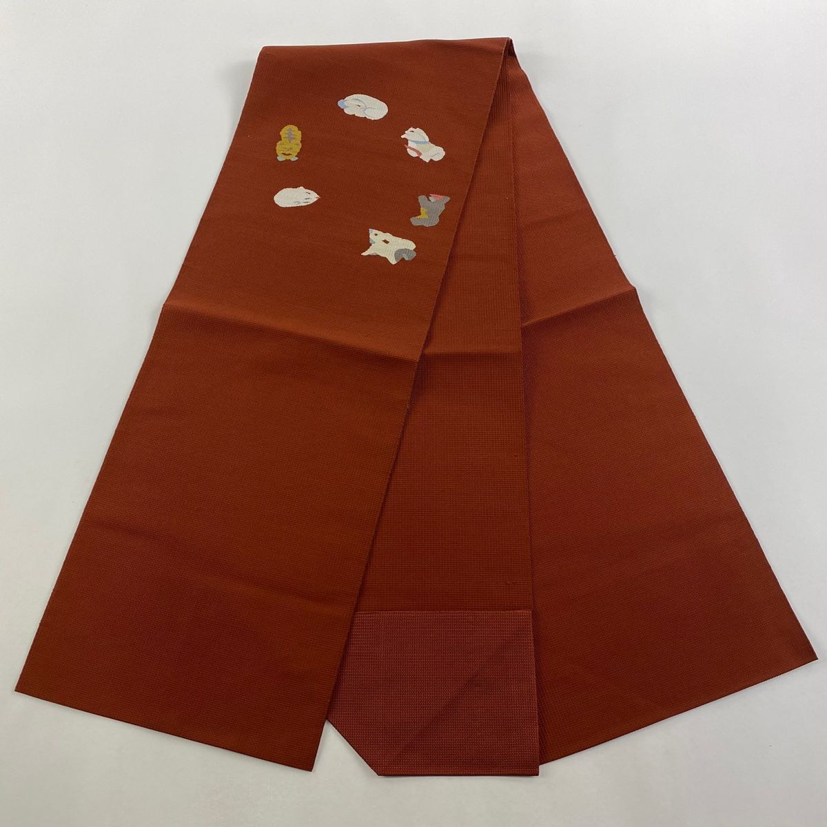 節紬八寸名古屋帯（大きな市松文）正絹美品 西陣織 帯屋捨松 謹製 “雪文” 八寸 名古屋帯 正絹 日本製 : 帯