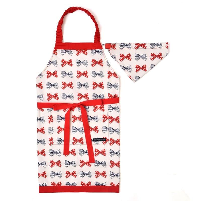 COLORFUL CANDY STYLE 子供用 キッズエプロン 女の子 三角巾 セット 小学生 着脱簡単 130-160 ポルカドットとストライプのフレンチリボン(アイボリー) N1237830 1