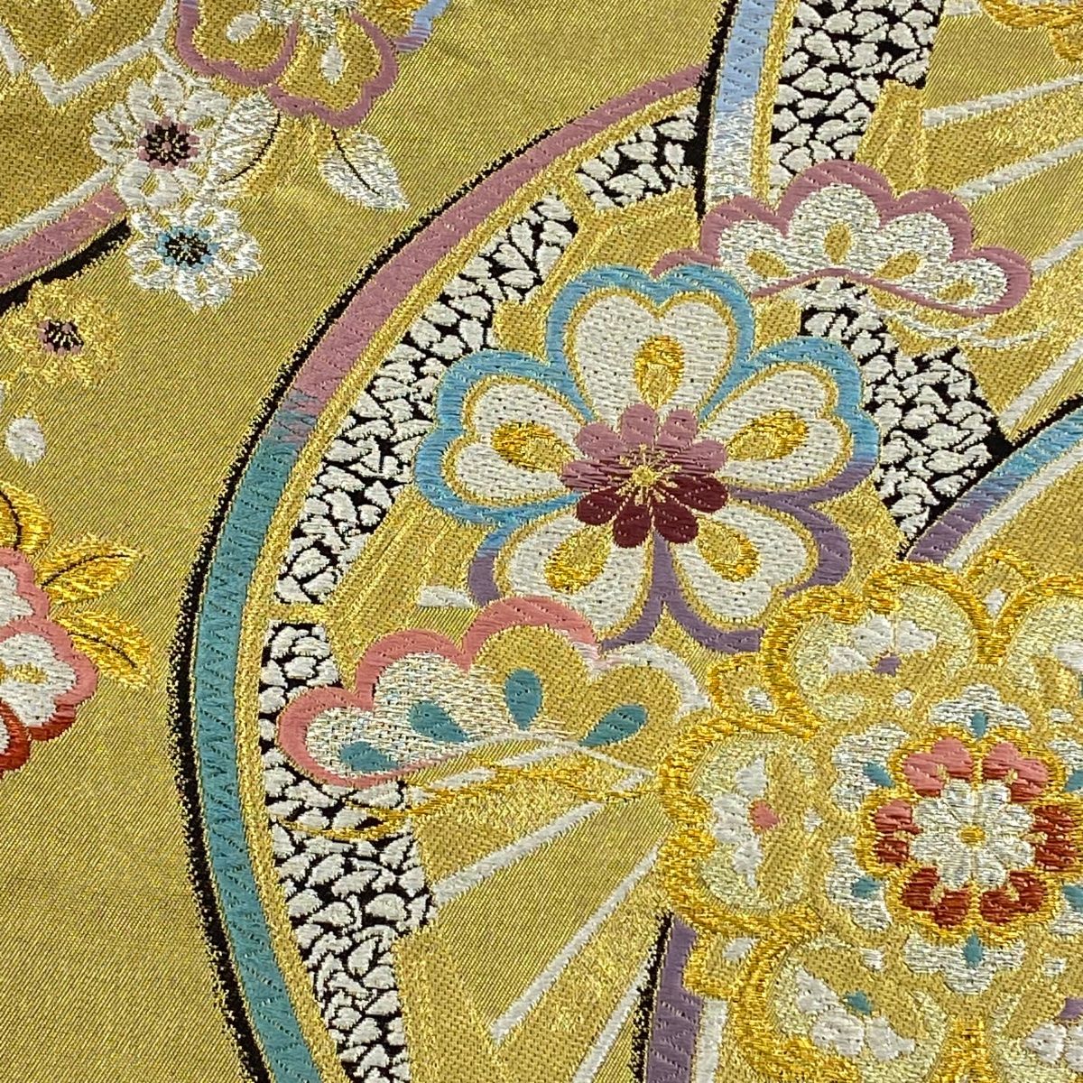 豪華美品黄地菊身丈168cm裄丈68cm正絹振袖 豪華美品黄地菊身丈168cm裄丈68cm正絹振袖