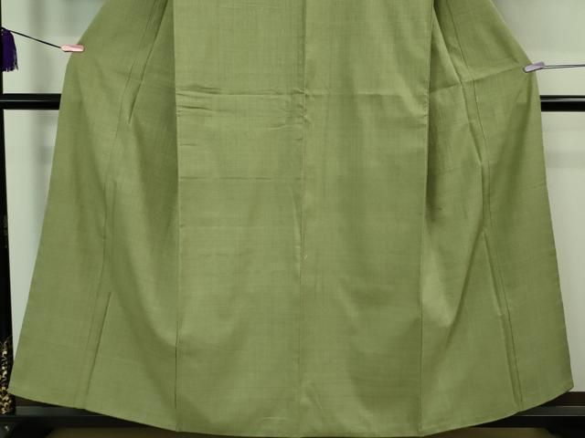 平和屋本店□極上 本場結城紬 重要無形文化財 奥順謹製 色無地 柳茶色