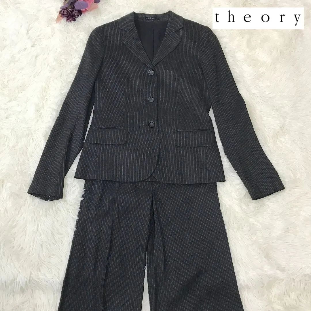 theory セオリー パンツスーツ セットアップ 黒 ブラック 麻 theory セオリー パンツスーツ セットアップ 黒 ブラック 麻