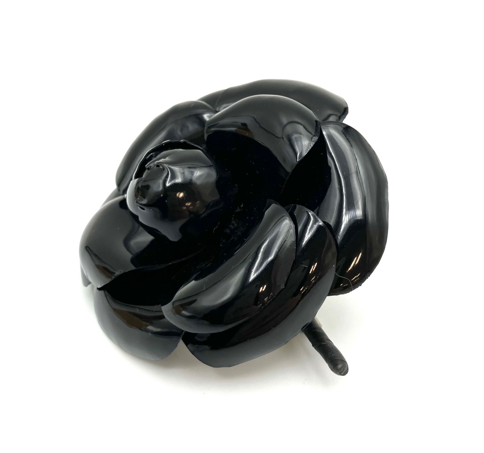 シャネル CHANEL カメリア コサージュ ブローチ エナメル ブラック