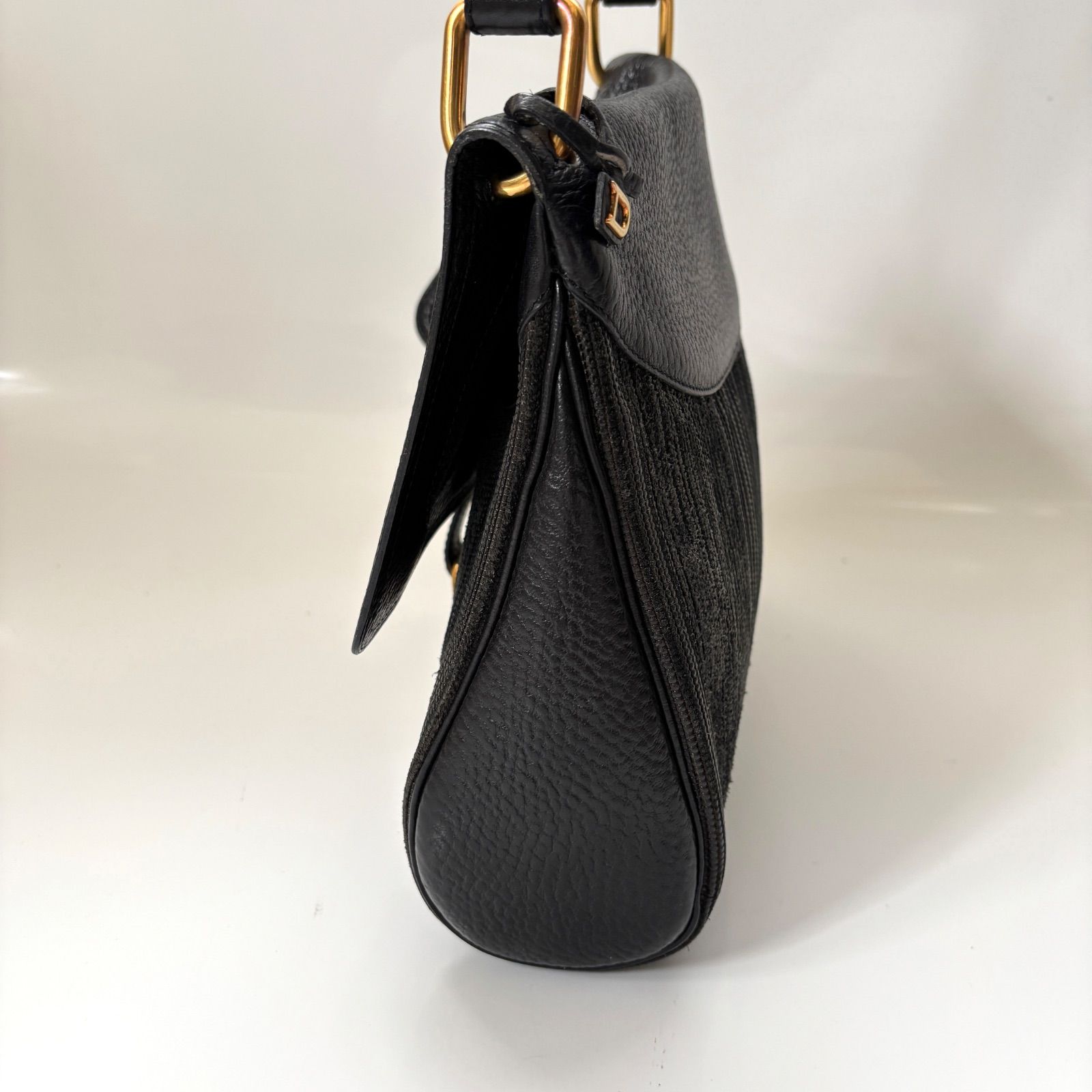 美品】DELVAUX デルヴォー ショルダーバッグ 金具 ブラック 黒