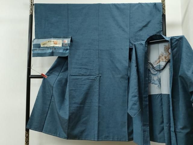 平和屋着物●男性　紬　アンサンブル　本草木染　霞文　反端付き　正絹　逸品　未使用　CAAS7163yc 平和屋着物○男性 紬 アンサンブル 本草木染 霞文 反端付き 正絹 逸品