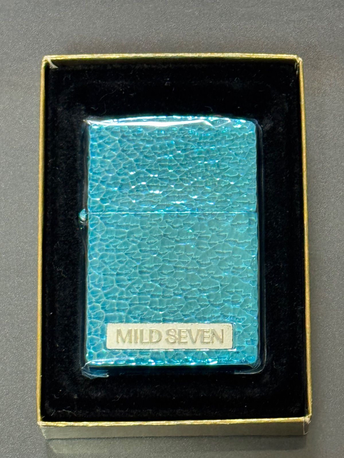 zippo マイルドセブン 両面 ハンマートーン MILD SEVEN 年代物 1998年製 品 両面 特殊加工品 シルバーメタル MEVIUS メビウス デットストック シルバーインナー 同年代 1998年製 ケース 保証書