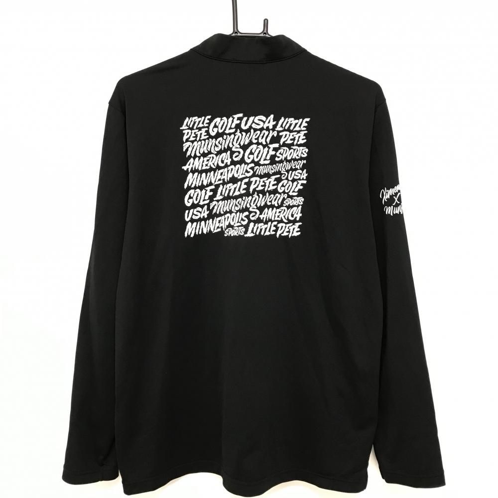 MUNSINGWEAR メンズ 長袖ハイネックシャツ 美品】マンシングウェア 長袖ハイネックシャツ 黒×白 ペンギン