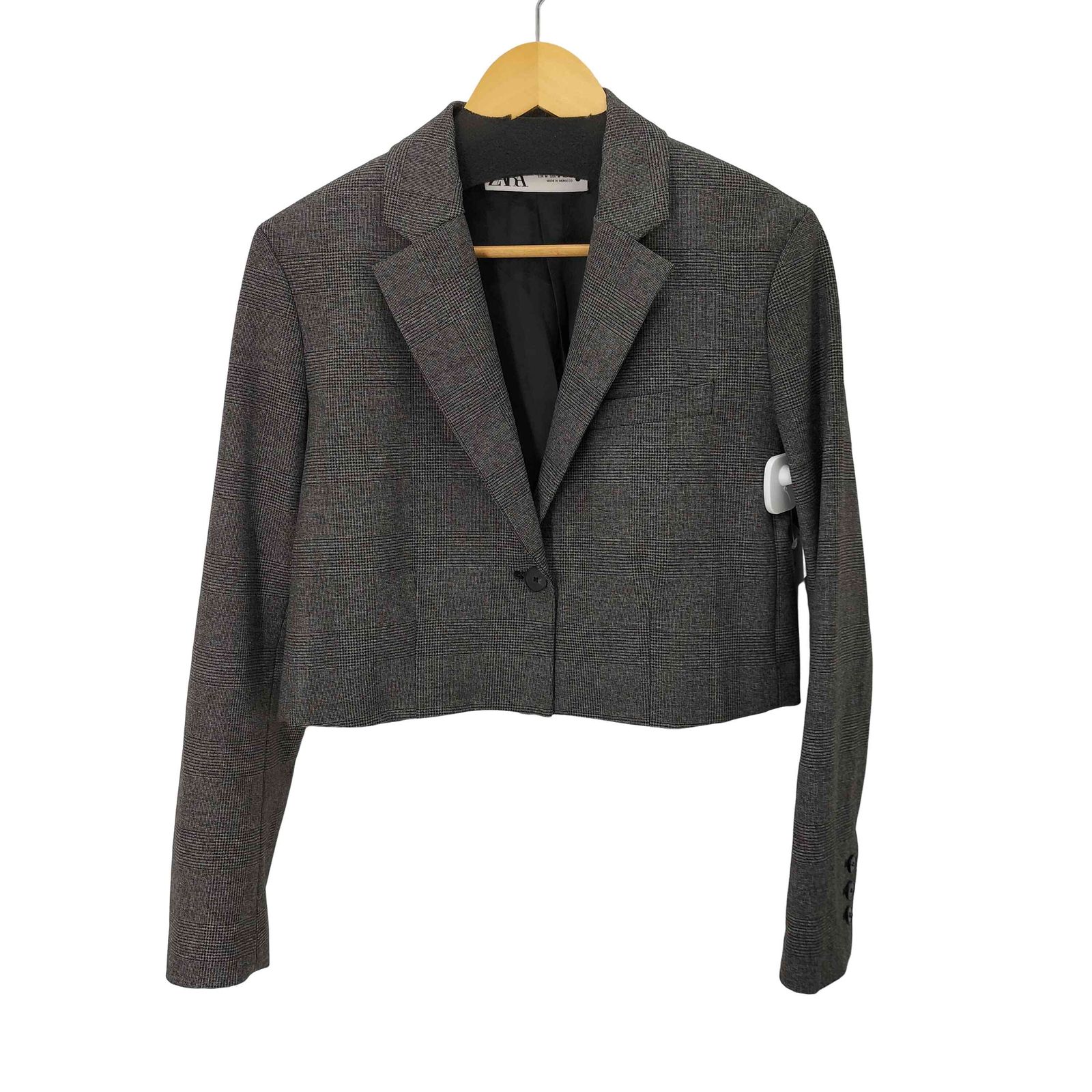 【美品】ZARA フーデッド クロップドジャケット　ブラック Mサイズ ザラ ZARA クロップド テーラードジャケット レディース import