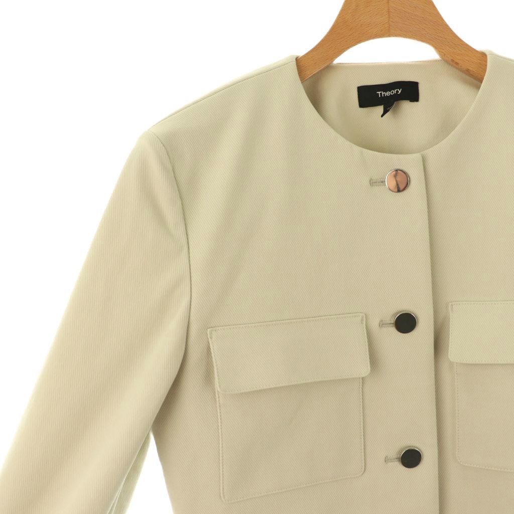 theory 24SS ノーカラーショートジャケット　白　0 セオリー Theory 24SS NEOTERIC TWILL LS PATCH JKT ノーカラー