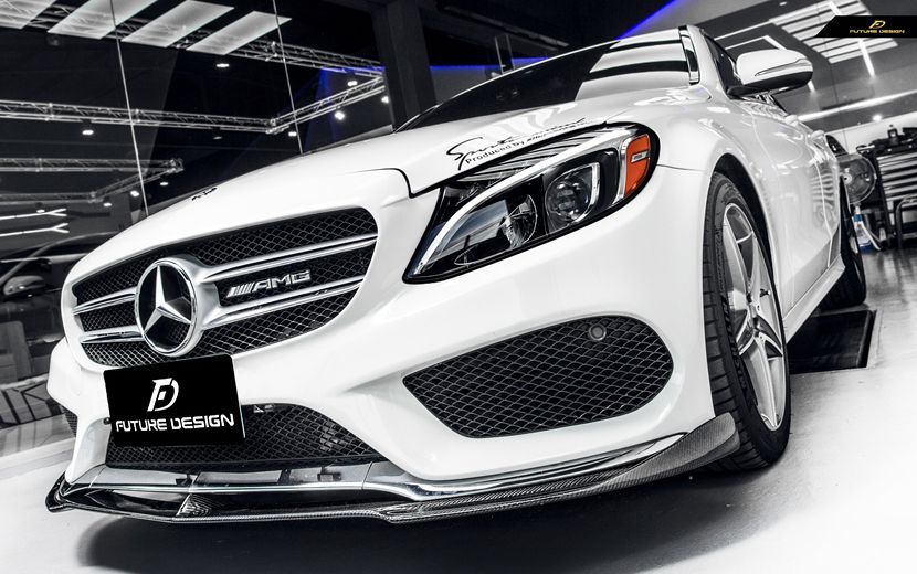 FUTURE DESIGN BENZ メルセデス ベンツ C-Class W205 セダン C205 クーペ S205 ワゴン 前期用 フロントバンパー用 リップスポイラー 本物DryCarbon ドライカーボン カスタム エアロ