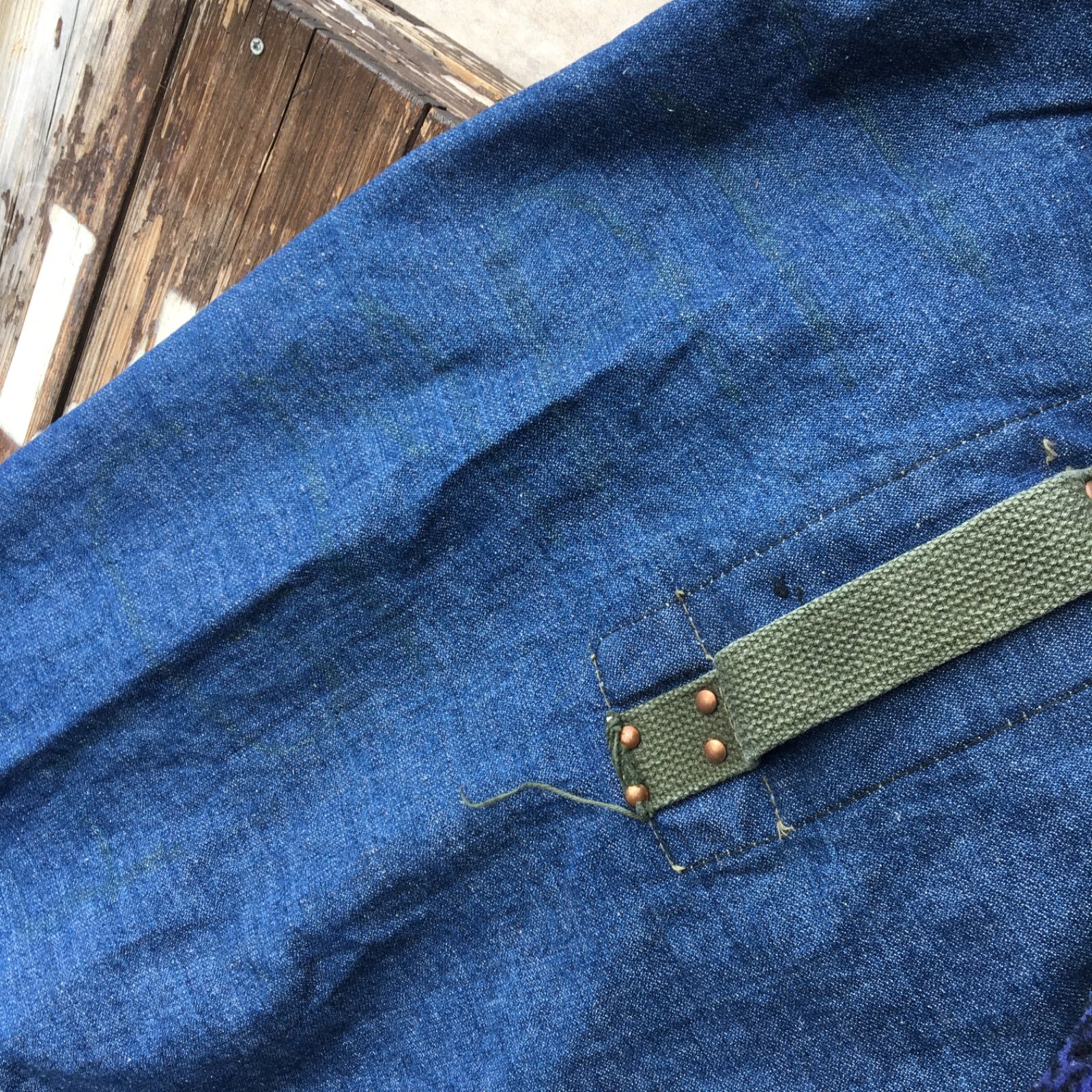 70s Vintage Local Made Denim Duffel Bag ビンテージ デニム ダッフルバッグ ミリタリー 民間用