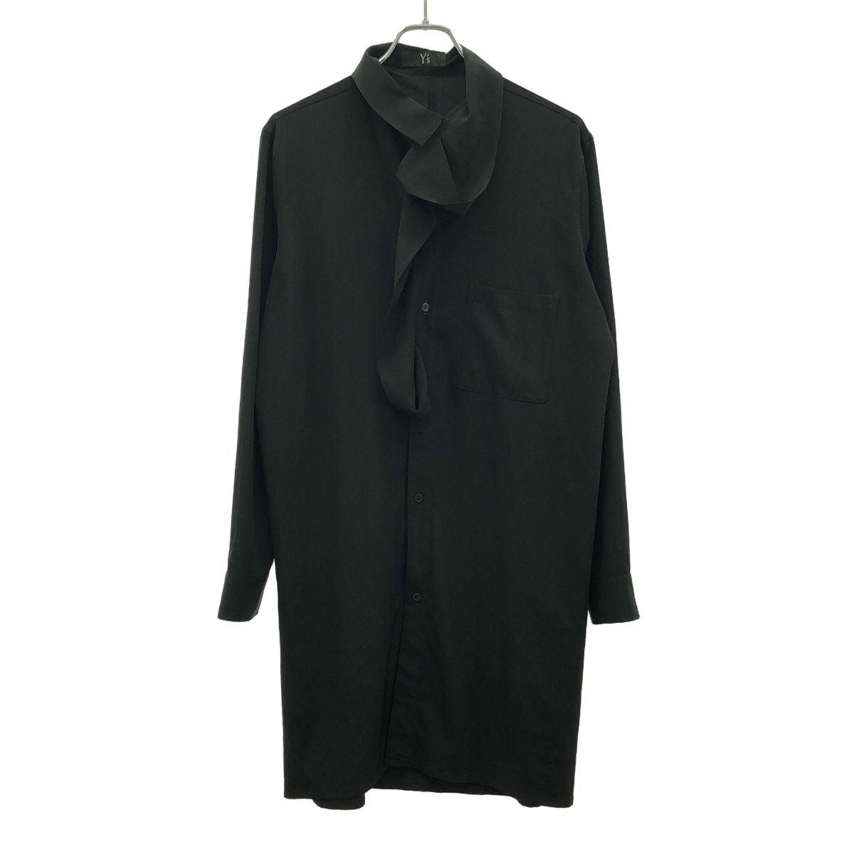 Y s ワイズ SAMPLE|22AW デシンロングブラウスシャツ YV-B05-500 ブラック