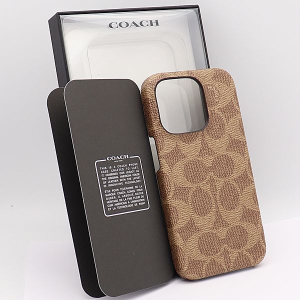 コーチ iPhoneケース CI420 iPhone14Proケース シグネチャー ライトブラウン系 KYM