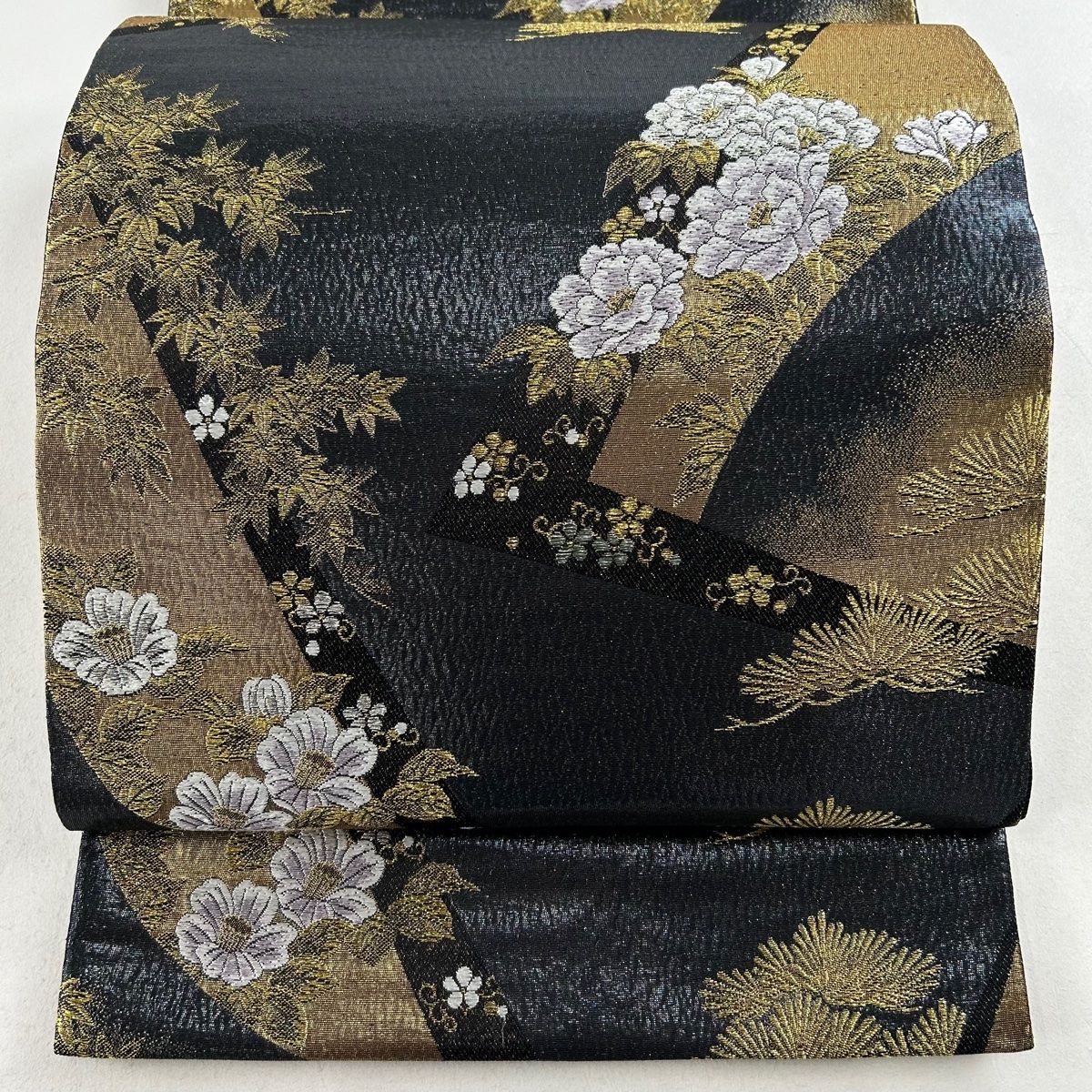 正絹 夏帯 六通袋帯【草花 ラメ】　No.1745 正絹 夏帯 六通袋帯【草花 ラメ】 No.1745