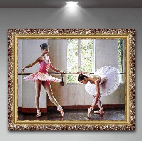 ヨーロッパの装飾画玄関の現代的なジェーンのヨーロッパの人物の応接間の立体的な通路の油絵の掛け絵壁画の横版のバレエです