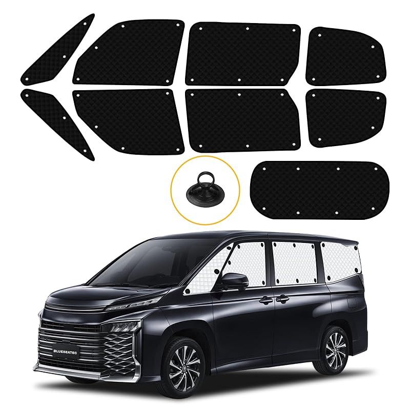 在庫 BLUESEATEC トヨタ ヴォクシー ノア 90系 適用 遮光 カーテン サンシェード 断熱 NOAH 露天駐車 VOXY R4.1 4代目 着脱簡単 車種 設計 車中泊 日除け 収納袋付き 9枚セット 1