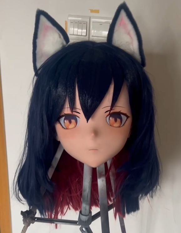 全頭マスク カツラ付き ロック付き NO.376 大きめ ドール ヘッドロリータ人形 コスプレ 変身 仮装 着ぐるみ kigurumi 二次元