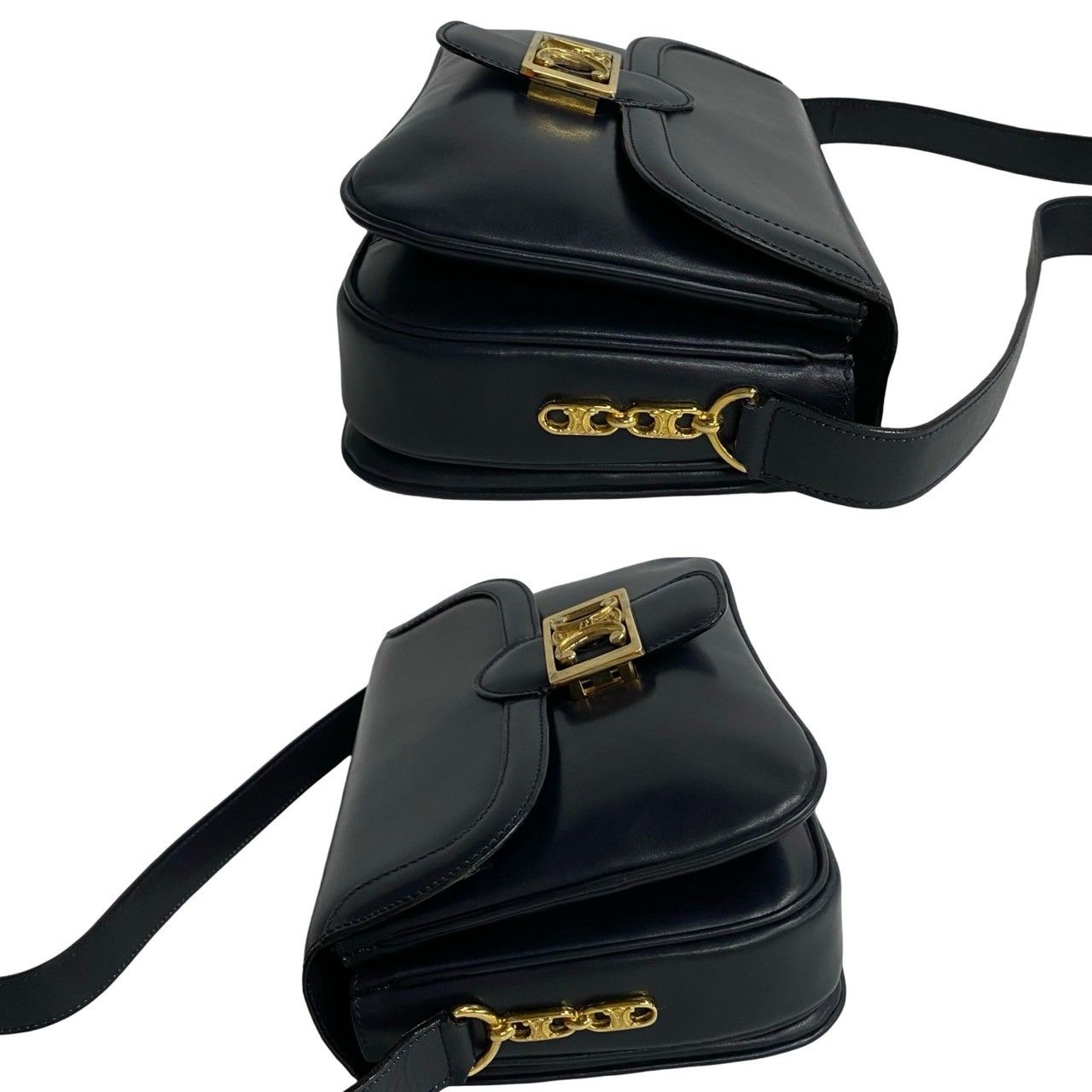 極 美品 鏡付 CELINE セリーヌ ヴィンテージ トリオンフ ロゴ 金具