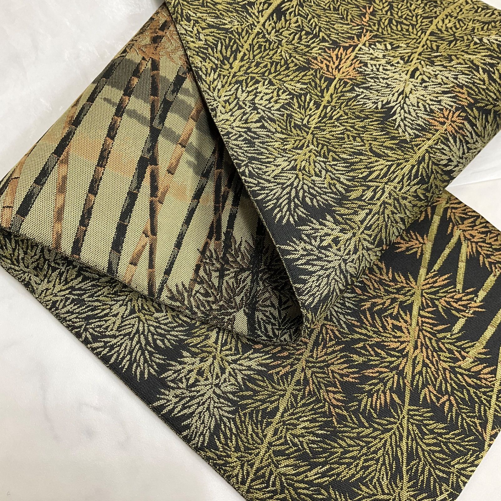 kimono+one○未使用同然⚫︎正絹○素敵な半幅帯○となみ帯○手触りが 