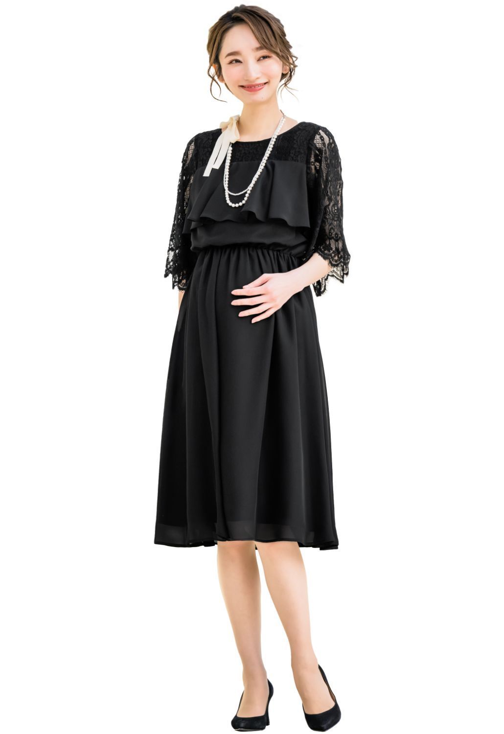 ELENA マタニティ ワンピース 授乳口付き ネイビー Lサイズ ELENA] エレナ レディース マタニティ 授乳口付き ワンピース