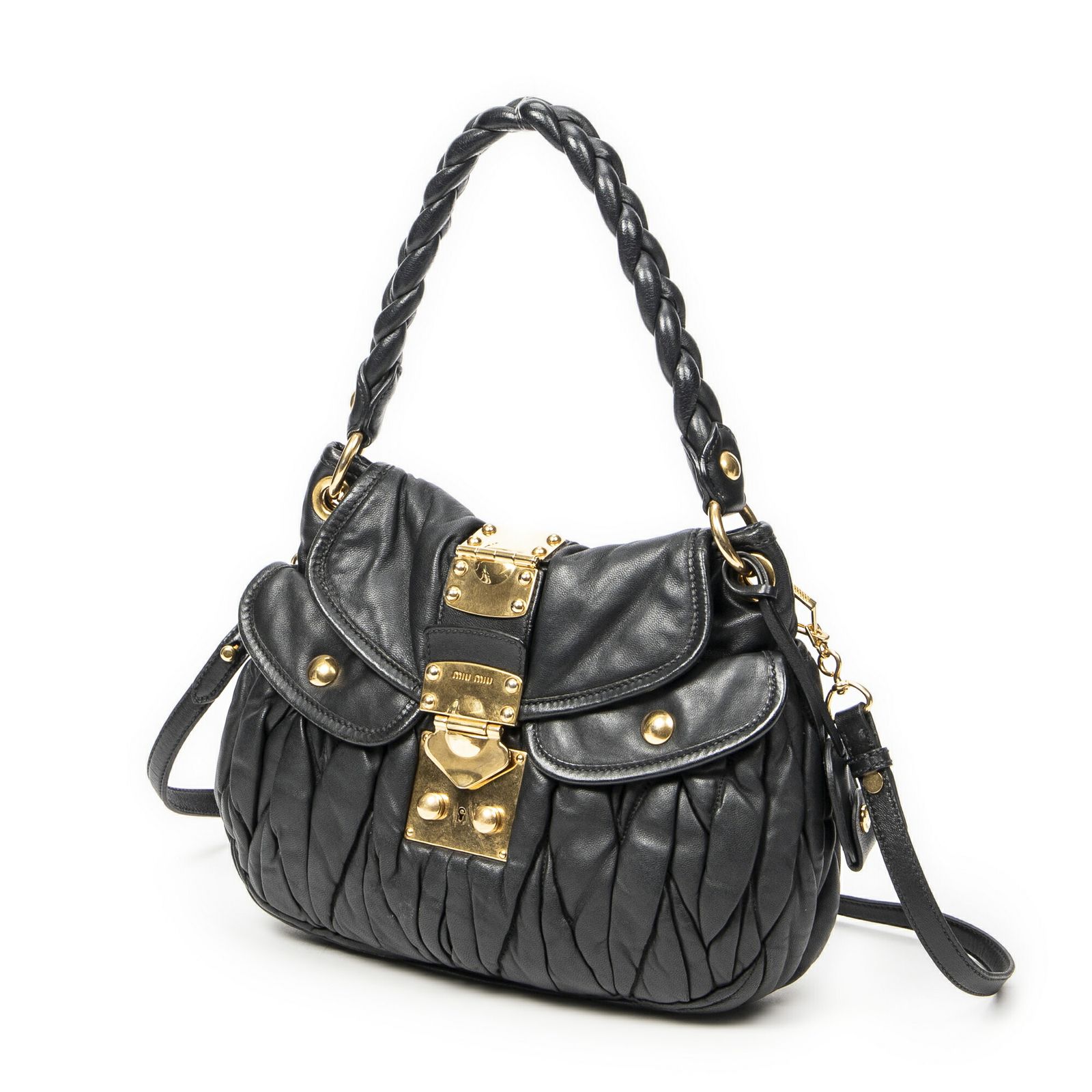 MIU MIU ミュウミュウ黒マトラッセレザーA