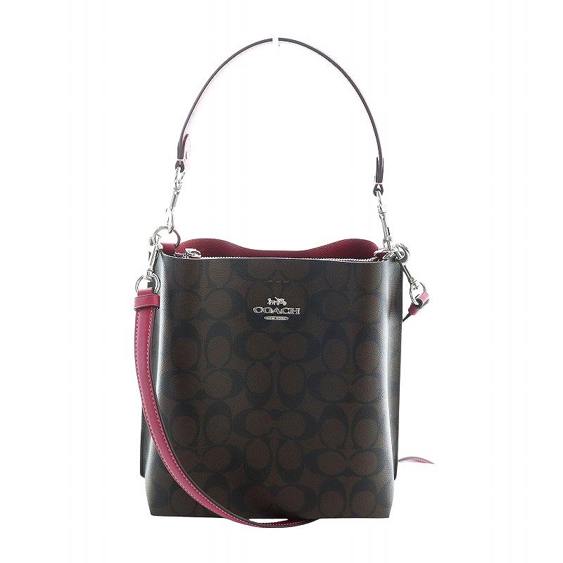 コーチ COACH モリー バケット バッグ 22 シグネチャー キャンバス ショルダー ハンド 2WAY ロゴ PVC レザー 茶 ブラウン CA582 IMDQC GY18 |MQ
