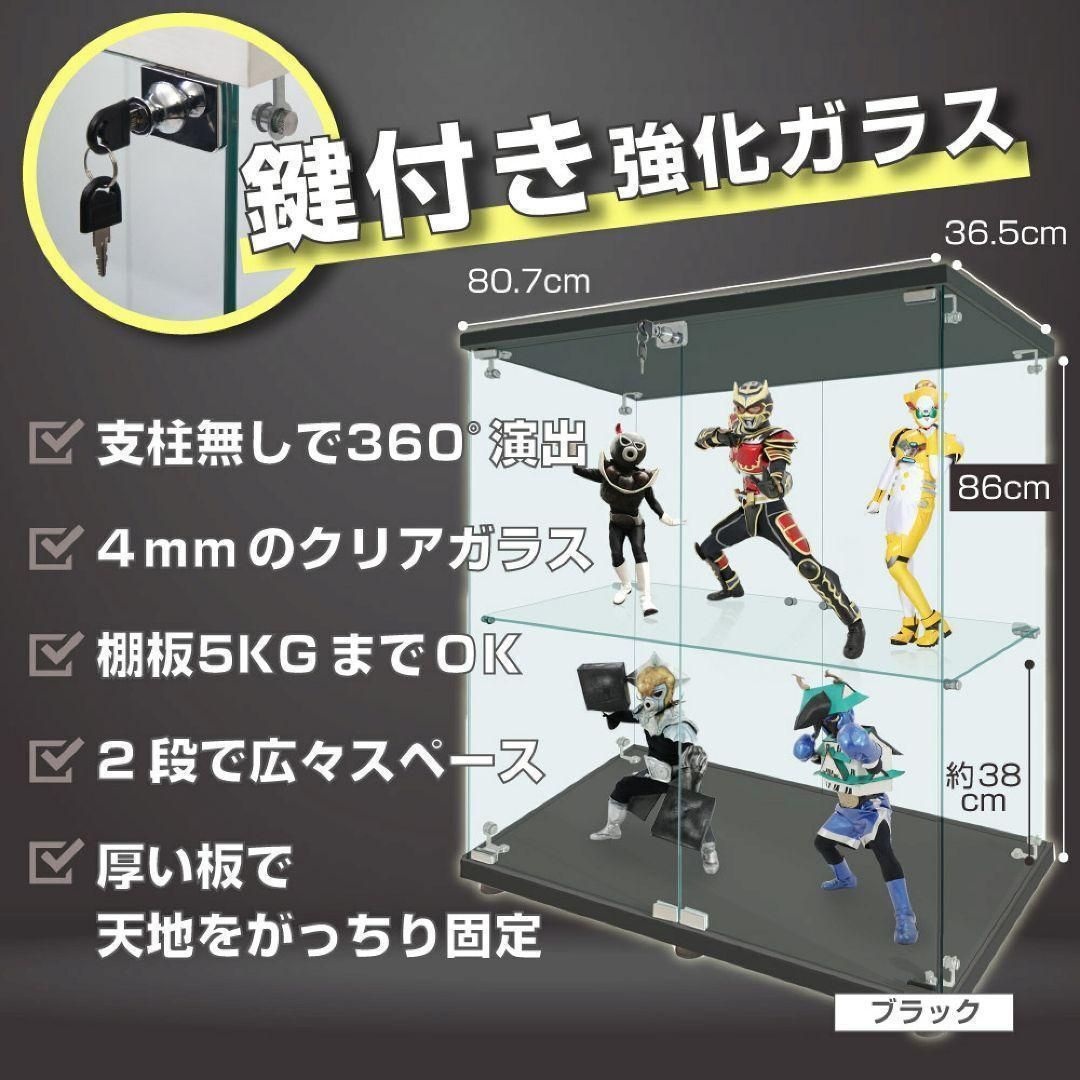 ガラスケース 2段両扉 コレクション フィギュア 棚 ショーケース 黒 1998 ガラスケース 2段両扉 コレクション フィギュア 棚 ショーケース 黒