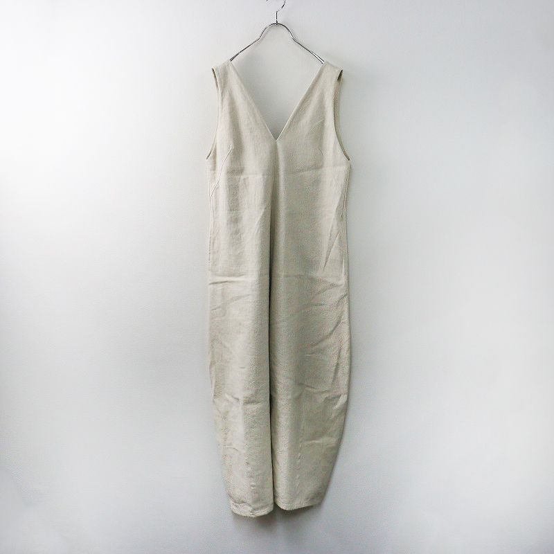 2025SS プラージュ Plage balloon tapered オールインワン 38 ベージュ┃リネンコットン バルーンサロペットパンツ 2400014608571