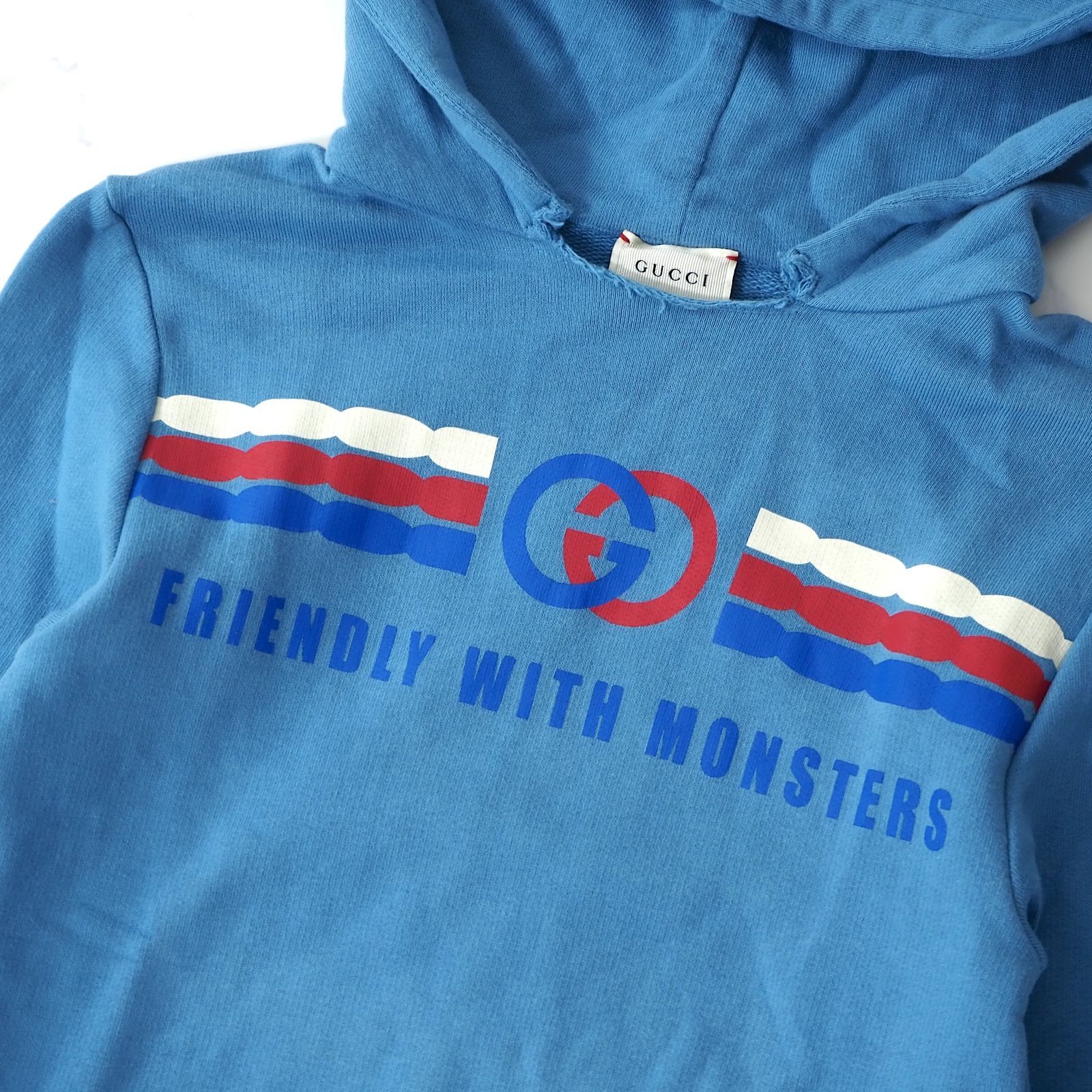 △ グッチ GUCCI パーカー フーディ コットン 8 ブルー キッズ 正規品 3-DG032