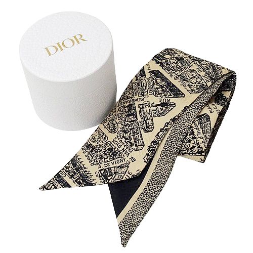 クリスチャンディオール Christian Dior スカーフ レディース ブランド PLAN DE PARIS プラン ドゥ パリ ミッツァ スカーフ シルクツイル ベージュ ブラック おしゃれ 大人 かわいい おでかけ 箱付き