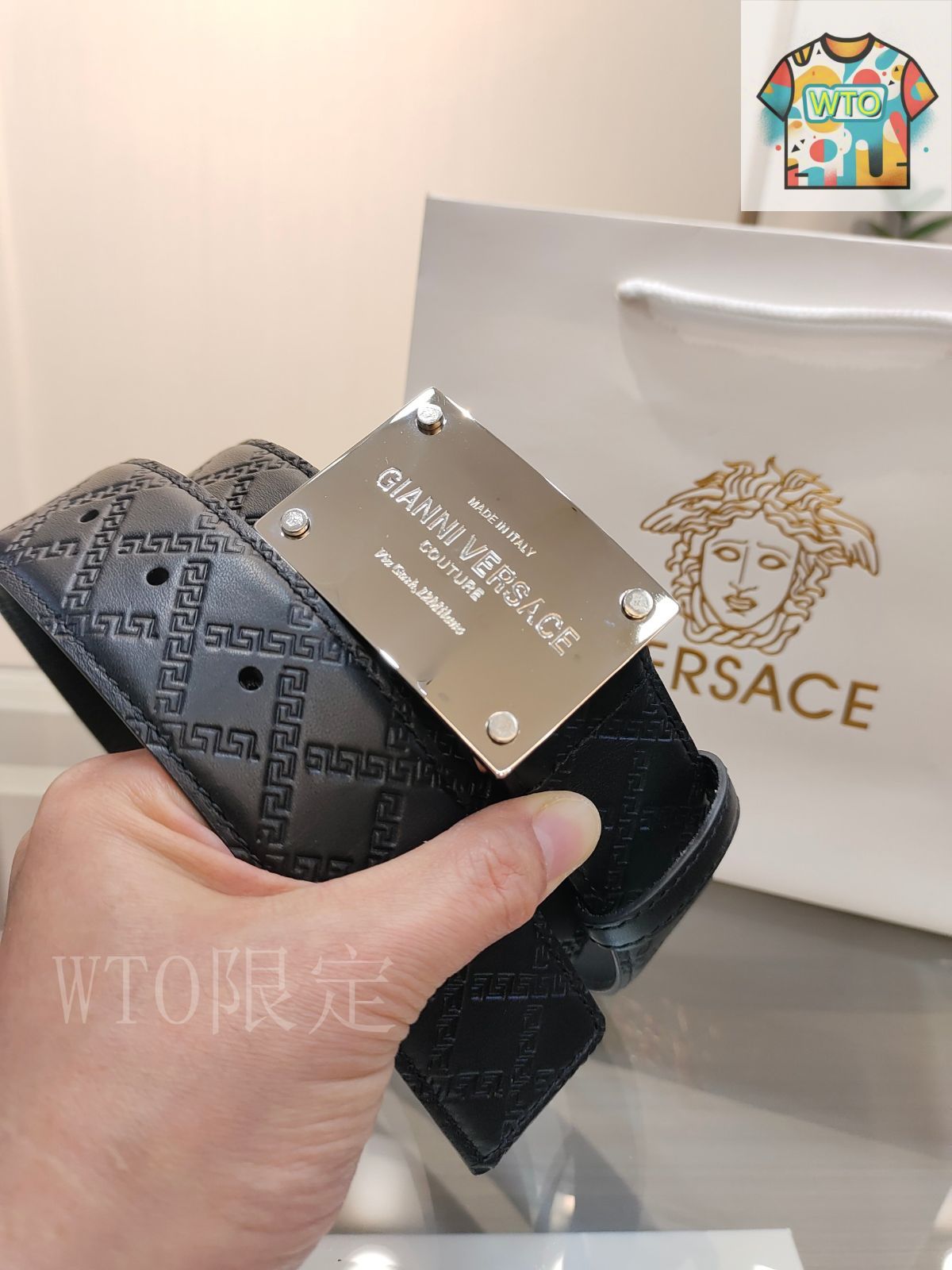 ヴェルサーチ 今日WTO】VERSACE ヴェルサーチ レザーベルト-ZX84 - メルカリ