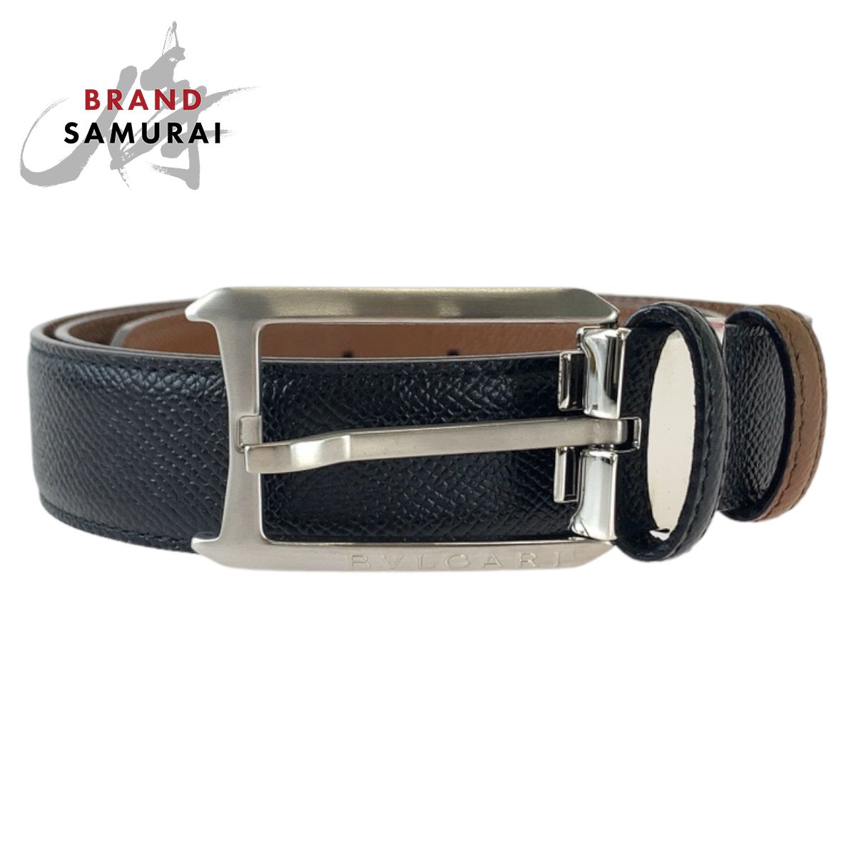 超美品 BVLGARI ブルガリ エリプス ブラック シルバー金具 レザー 