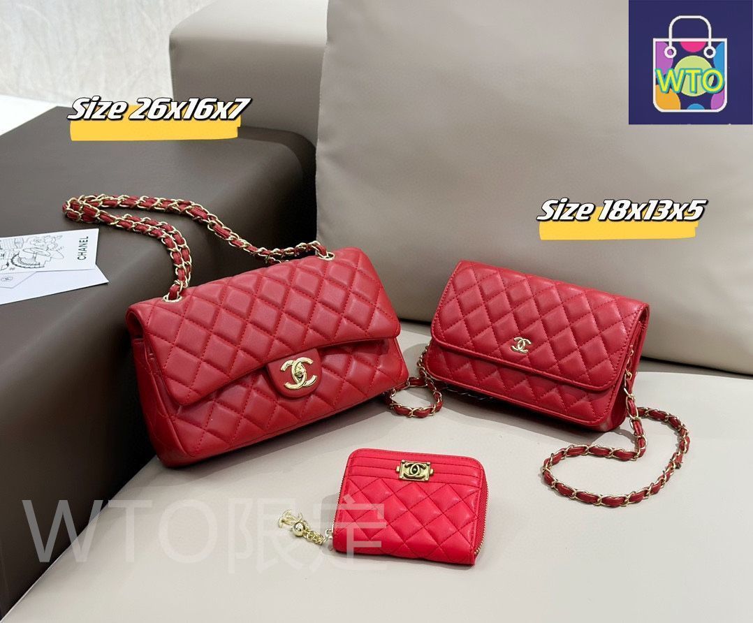 【お財布感覚で持ち歩く♪3色】シャネル ショルダーバッグ 美品☆CHANEL シャネル ショルダーバッグ 財布 3点セットバッグ