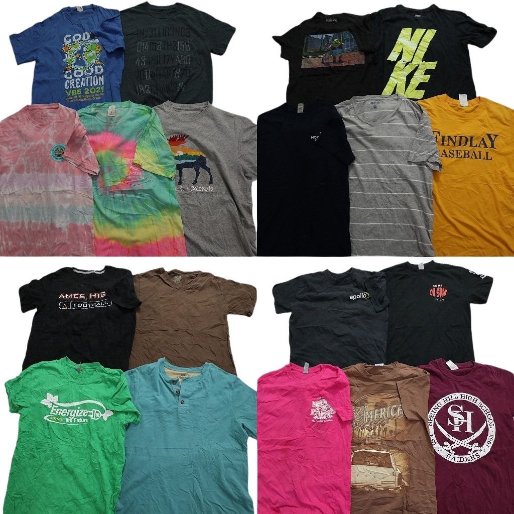 古着卸 まとめ売り カラーmix プリント 半袖Tシャツ 19枚セット (メンズ S ) ボディプリント タイダイ レーシング 映画 ナイキ MT0500