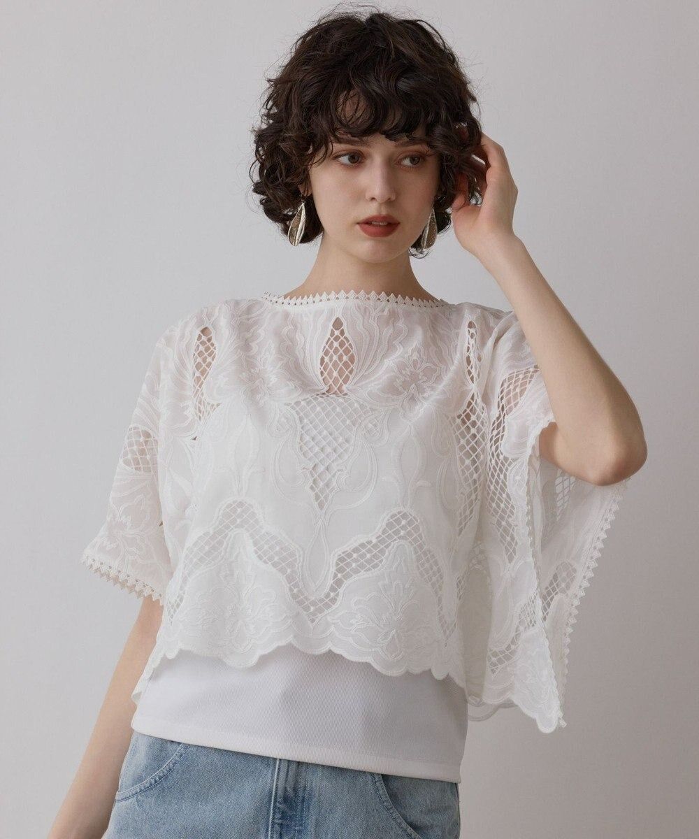 完売　Grace continental 刺繍ポンチョトップ ブラック 完売 Grace continental 刺繍ポンチョトップ ブラック - メルカリ