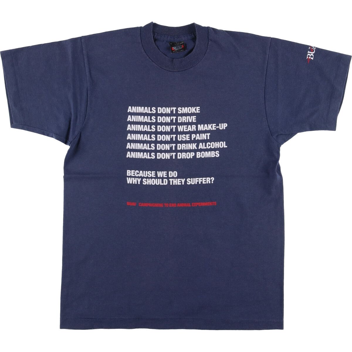 古着 90年代 スクリーンスターズ SCREEN STARS BUAV メッセージプリントTシャツ メンズL相当 ヴィンテージ|eaa542793