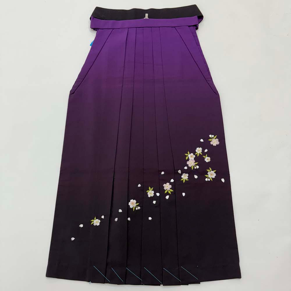 袴 S size 紐下丈87.5cm 行灯袴 卒業袴 女性用袴 ぼかし 刺繍 エンジ 紫 4702