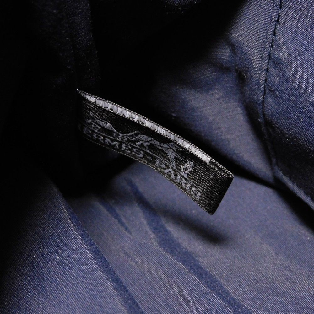 HERMES エルメス ボリード ポーチ 30 GM 旧型 刺繍 ダークブルー