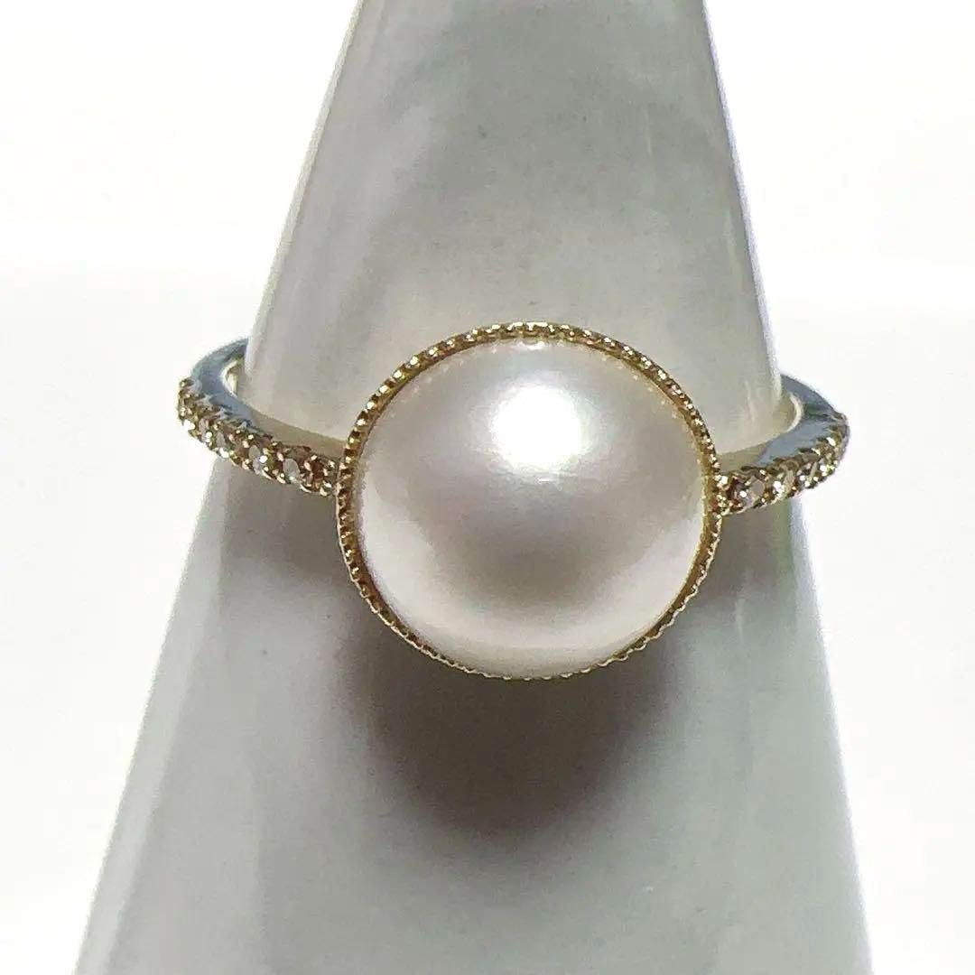 指輪 リング マベパール9.1mm ダイヤモンド K18 0.06ct FORTGASGNV_COM_BR