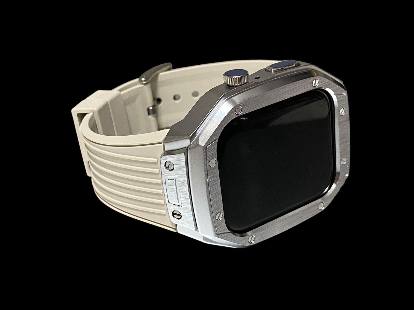 Apple Watchラバーバンドカバーメタルケースアップルウォッチカスタム