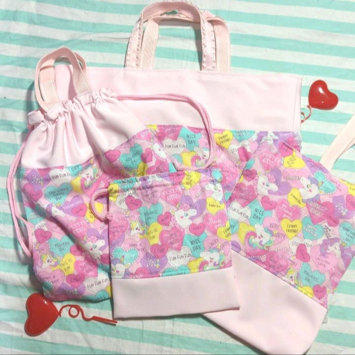 ゆめかわ　ユニコーン　ピンク　てさげ　体操着袋　給食袋　上履き袋　女子　入学 ゆめかわ ユニコーン ピンク てさげ 体操着袋 給食袋 上履き袋 女子