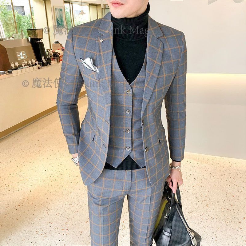 スーツ スリーピース チェック柄 ジャケット パンツ３色 CCVZ1026P129