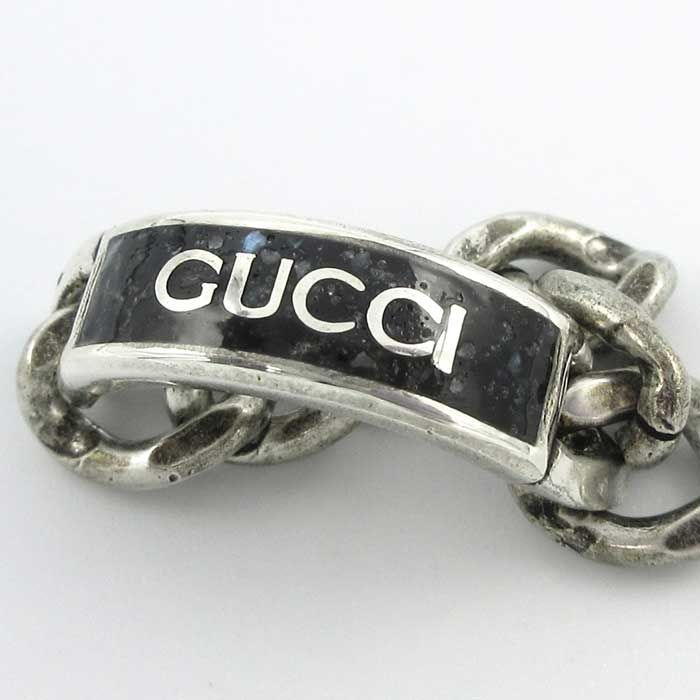 【美品】GUCCI シルバーリング 18号 GUCCIシルバーリング 18号 ブラックエナメル