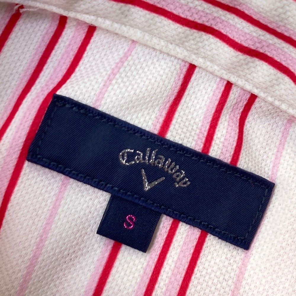 サイズ：S CALLAWAY キャロウェイ  半袖ポロシャツ ボーダー柄 ホワイト系 [240101423406] ゴルフウェア レディース ストスト CALLAWAY キャロウェイ 半袖ポロシャツ ボーダー柄 ホワイト系 S
