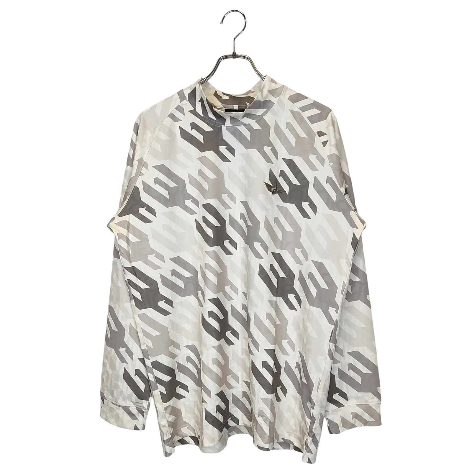 1PIU1UGUALE3 GOLF ウノピゥウノウグァーレトレ ゴルフ MOCK NECK HOUNDSTOOTH 千鳥柄 長袖 モックネック シャツ GRT232 POE518 6 XL ホワイト系 メンズ