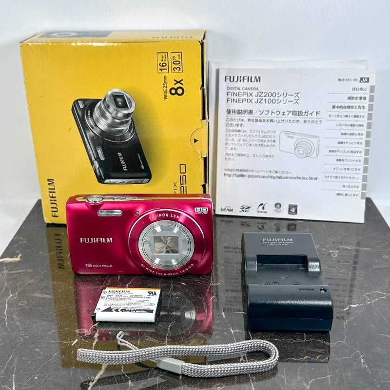 超美品】FUJIFILM 富士フィルム FinePix 節約 JZ250 レッド デジタルカメラ
