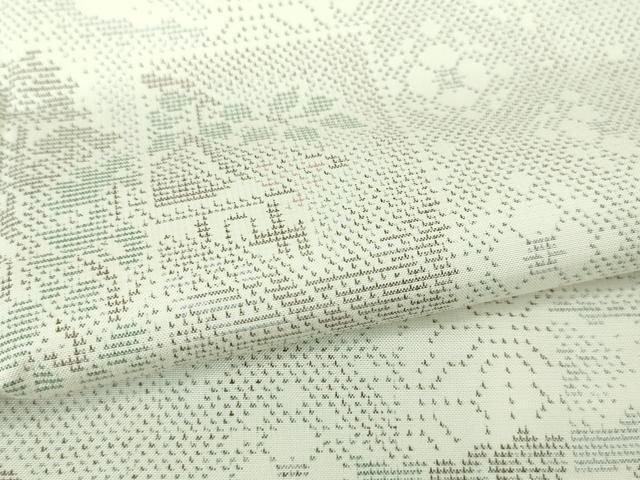 平和屋本店□極上 伝統工芸士 丸野勝寛 白井清道 本場大島紬 白大島 花