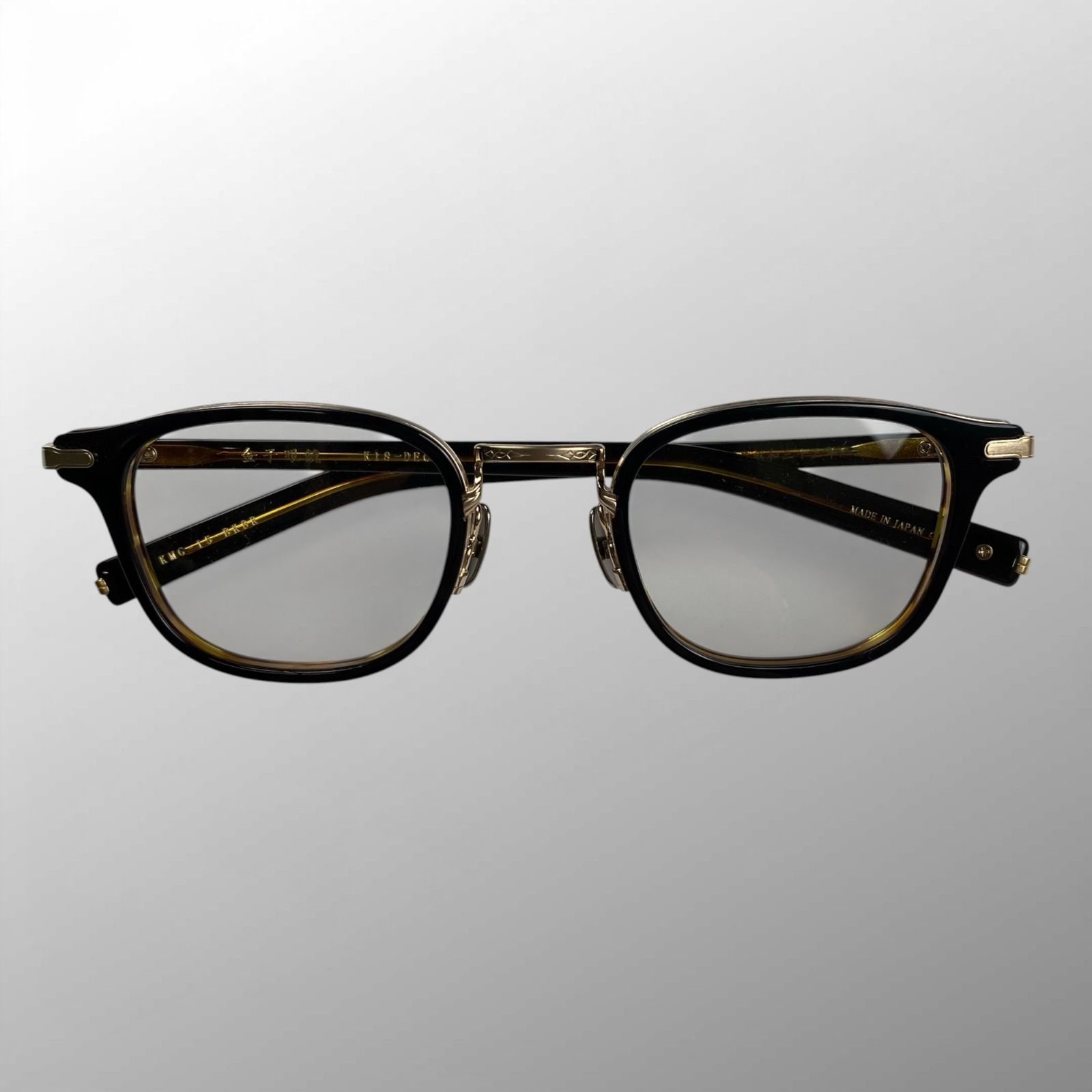 鑑定書付き】K18 金縁メガネ 天然ダイアモンド 度入り 鑑定書付き】K18