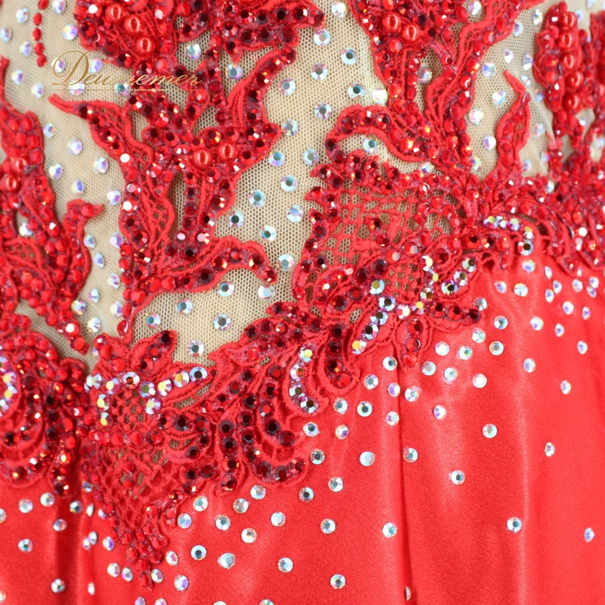 【日本製 社交ダンス衣装】レッド SORELI ワンピース ドレス 赤 レース 日本製 社交ダンス衣装】レッド SORELI ワンピース ドレス 赤 レース